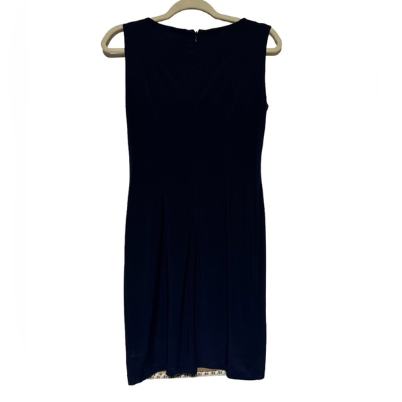 Anne Klein Navy Blue Nude White Lace Sleeveless Pencil Dress Women’s Size 2 - Picture 2 of 4
